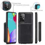 JEEHOOD Magnetisk aftageligt 2-i-1 tegnebogslæder hybrid cover med lynlås og støttefod til Samsung Galaxy A72 5G/4G