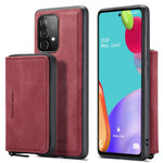 JEEHOOD Magnetisk aftageligt 2-i-1 tegnebogslæder hybrid cover med lynlås og støttefod til Samsung Galaxy A72 5G/4G