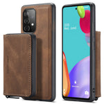 JEEHOOD Magnetisk aftageligt 2-i-1 tegnebogslæder hybrid cover med lynlås og støttefod til Samsung Galaxy A72 5G/4G
