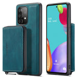 JEEHOOD Magnetisk aftageligt 2-i-1 tegnebogslæder hybrid cover med lynlås og støttefod til Samsung Galaxy A72 5G/4G