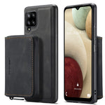 JEEHOOD magnetiskt, stötsäkert och avtagbart 2-i-1-hybridskal med blixtlåsstängd plånbok för Samsung Galaxy A12