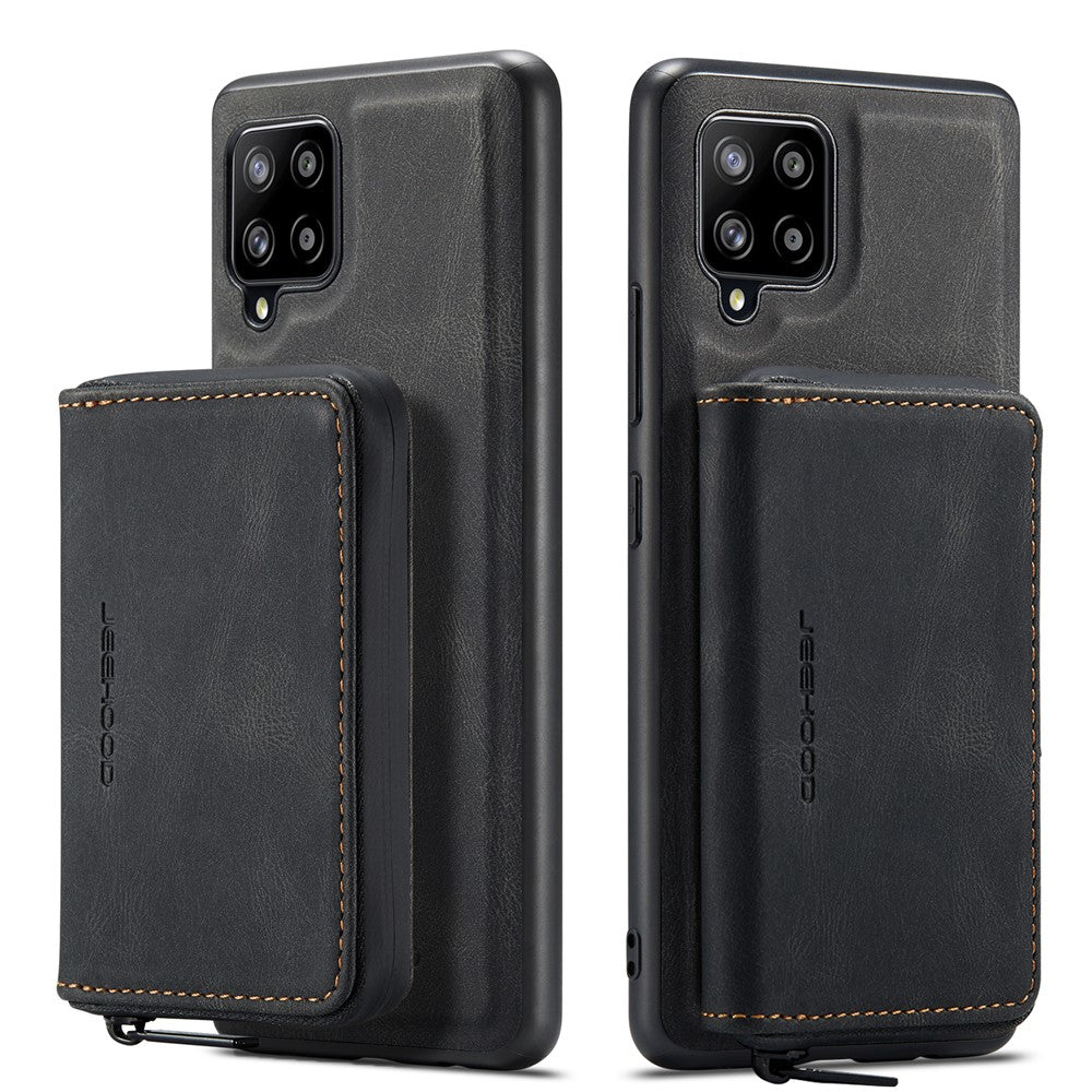 JEEHOOD magnetiskt, stötsäkert och avtagbart 2-i-1-hybridskal med blixtlåsstängd plånbok för Samsung Galaxy A12