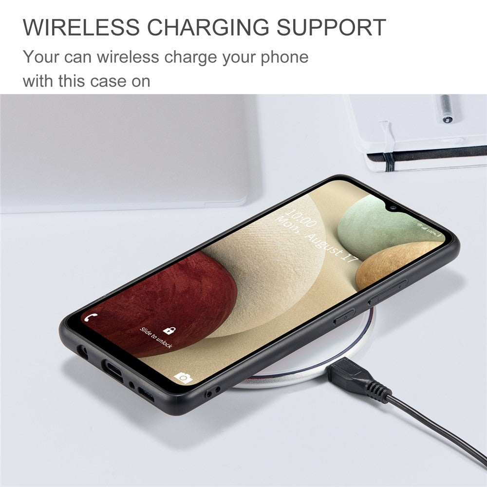 JEEHOOD magnetiskt, stötsäkert och avtagbart 2-i-1-hybridskal med blixtlåsstängd plånbok för Samsung Galaxy A12