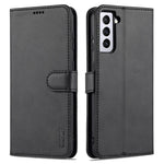 AZNS Leather Wallet Card Slots Stand Folio Flip Shock-resistant Case Phone Shell for Samsung Galaxy S21+ 5G