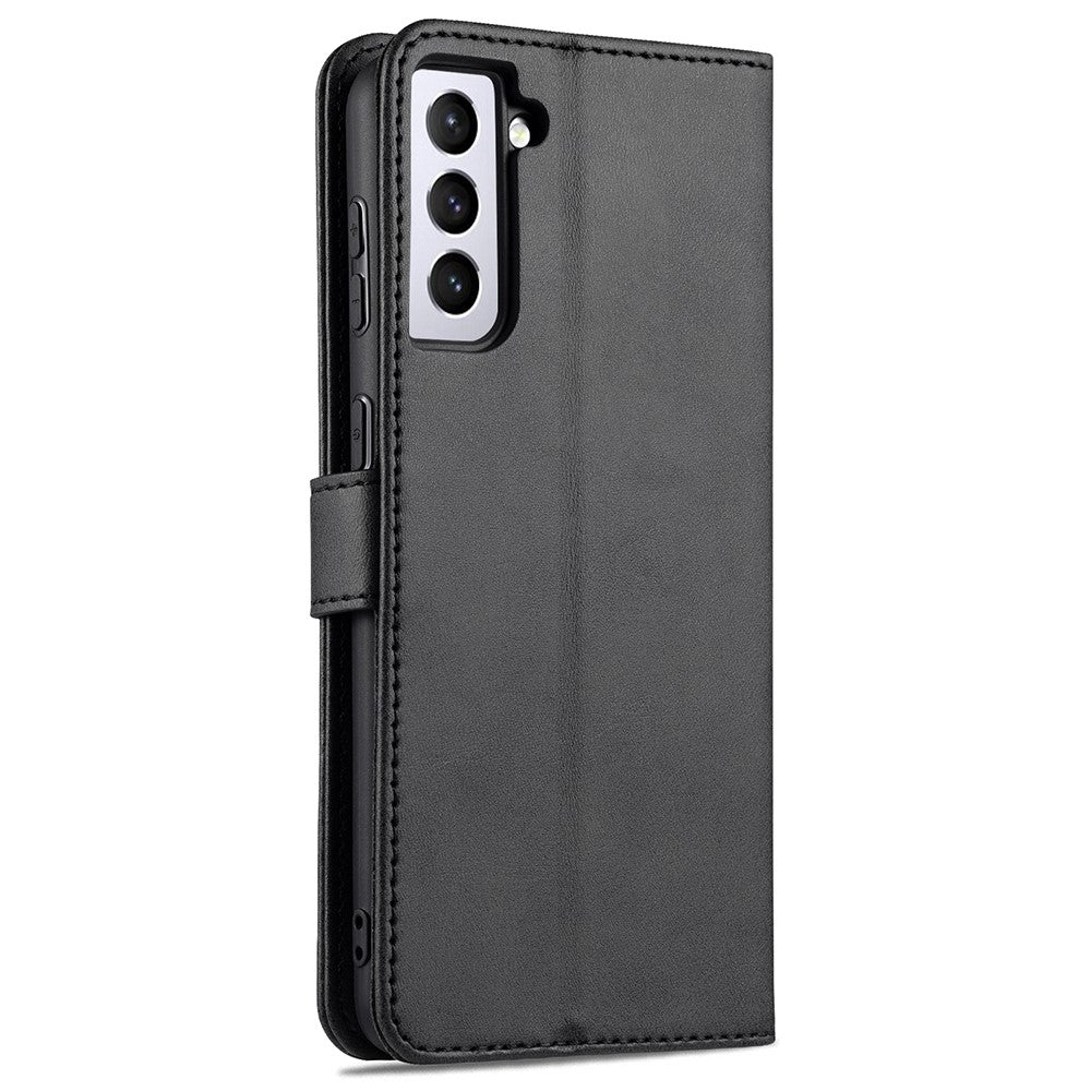 AZNS Leather Wallet Card Slots Stand Folio Flip Shock-resistant Case Phone Shell for Samsung Galaxy S21+ 5G