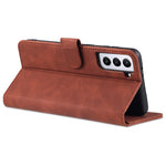 AZNS Leather Wallet Card Slots Stand Folio Flip Shock-resistant Case Phone Shell for Samsung Galaxy S21+ 5G