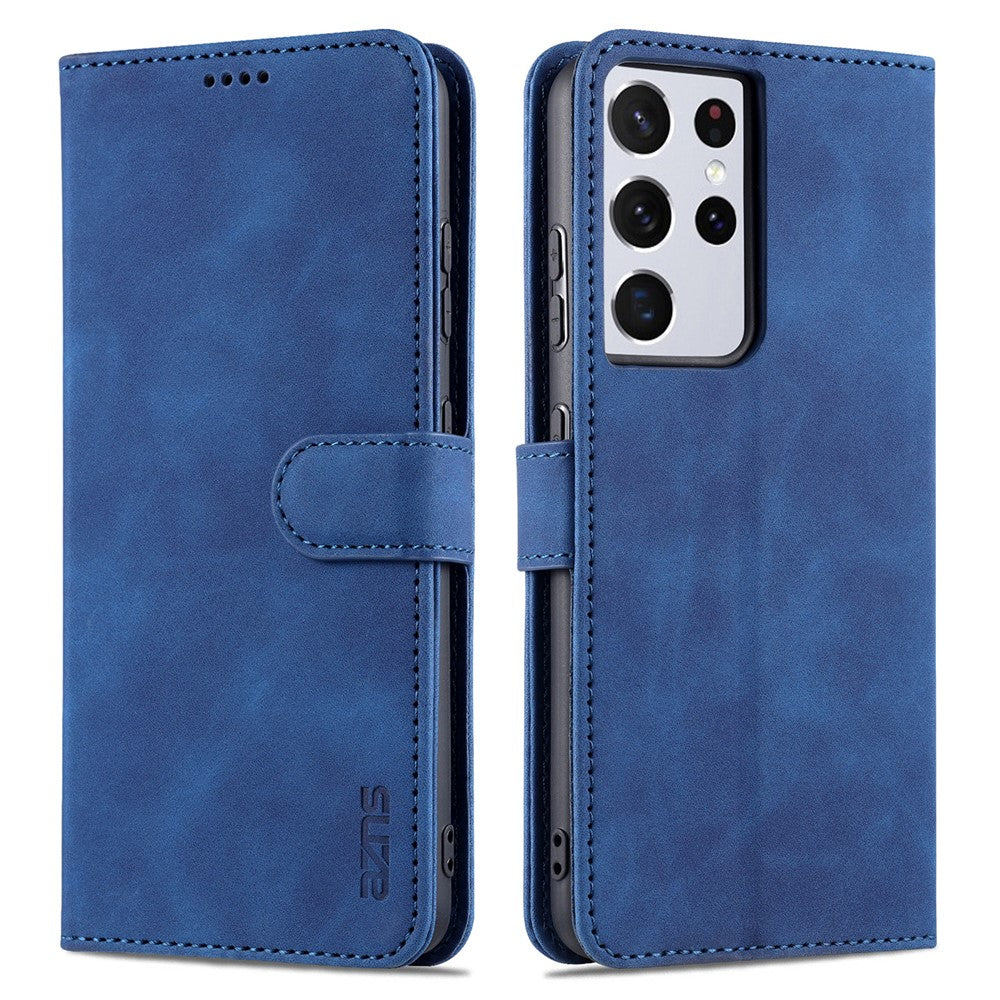 AZNS Plånboksdesign PU-läder Allround-skyddande mobilfodral för Samsung Galaxy S21 Ultra 5G