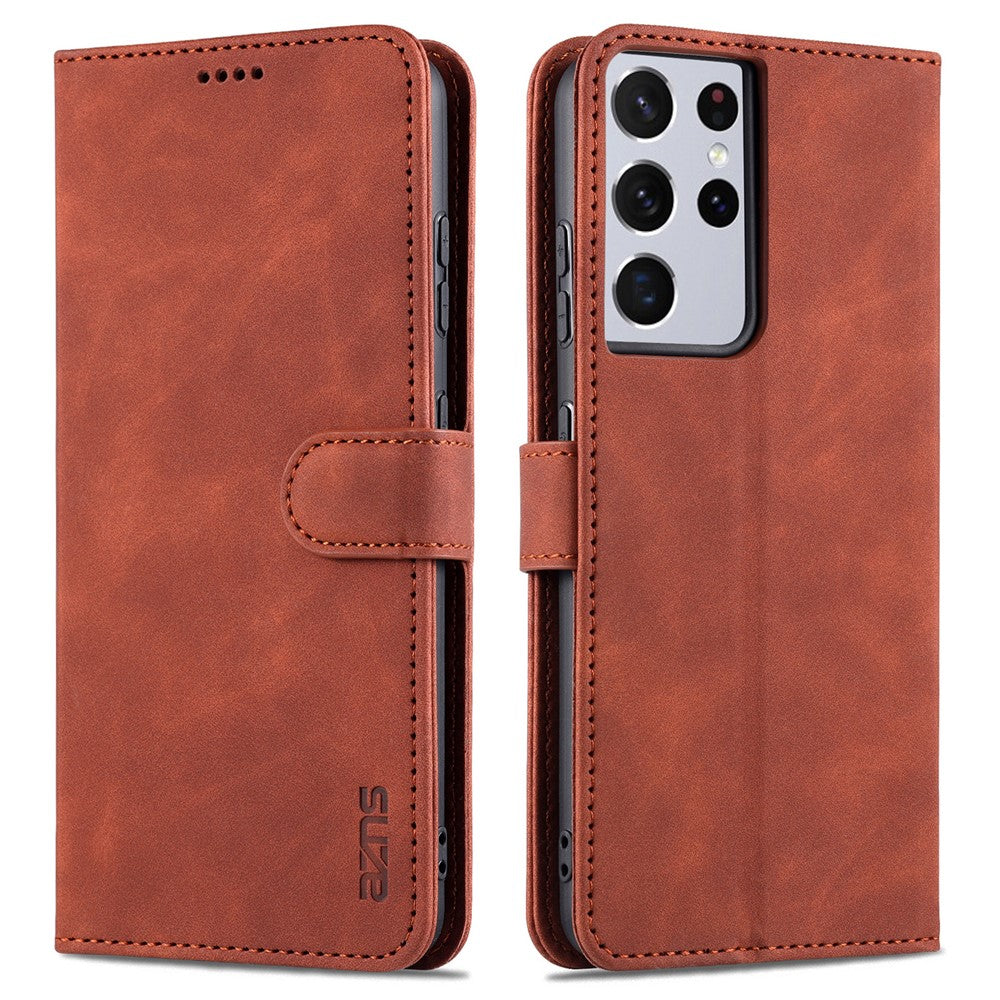 AZNS Plånboksdesign PU-läder Allround-skyddande mobilfodral för Samsung Galaxy S21 Ultra 5G