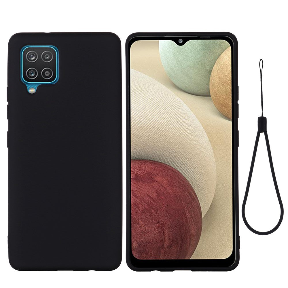 Liquid Silicone Silky-Soft Touch Full Body Protection Shockproof Case Cover with Strap for Samsung Galaxy M32 (Global Version)