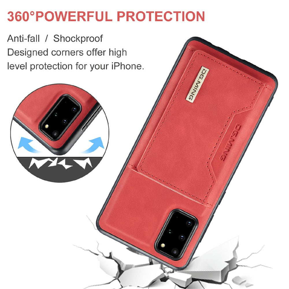 DG.MING M2 Series Anti-drop Magnetic Wallet Design with Kickstand  Leather Coated Hybrid Case for Samsung Galaxy S20 Plus