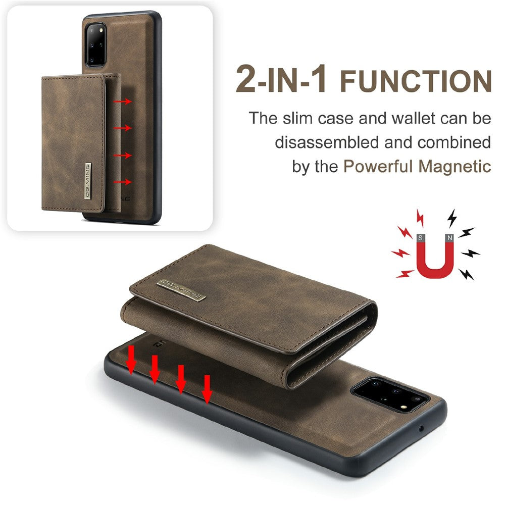 DG.MING M1 Series Phone Case PU + TPU + PC Back Cover with Magnetic Tri-Fold Wallet Kickstand for Samsung Galaxy S20 Plus