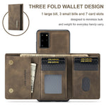 DG.MING M1 Series Phone Case PU + TPU + PC Back Cover with Magnetic Tri-Fold Wallet Kickstand for Samsung Galaxy S20 Plus