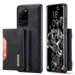 DG.MING M2-serien Tri-Fold Plånbok Stativdesign Magnetisk Avtagbar Trådlös Laddning Hybridskal för Samsung Galaxy S20 Ultra