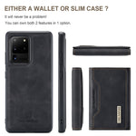 DG.MING M2 Series Tri-Fold Wallet Kickstand Design Magnetic Detachable Wireless Charging Hybrid Case for Samsung Galaxy S20 Ultra