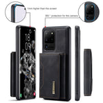 DG.MING M2-serien Tri-Fold Plånbok Stativdesign Magnetisk Avtagbar Trådlös Laddning Hybridskal för Samsung Galaxy S20 Ultra