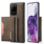 DG.MING M2-serien Tri-Fold Plånbok Stativdesign Magnetisk Avtagbar Trådlös Laddning Hybridskal för Samsung Galaxy S20 Ultra