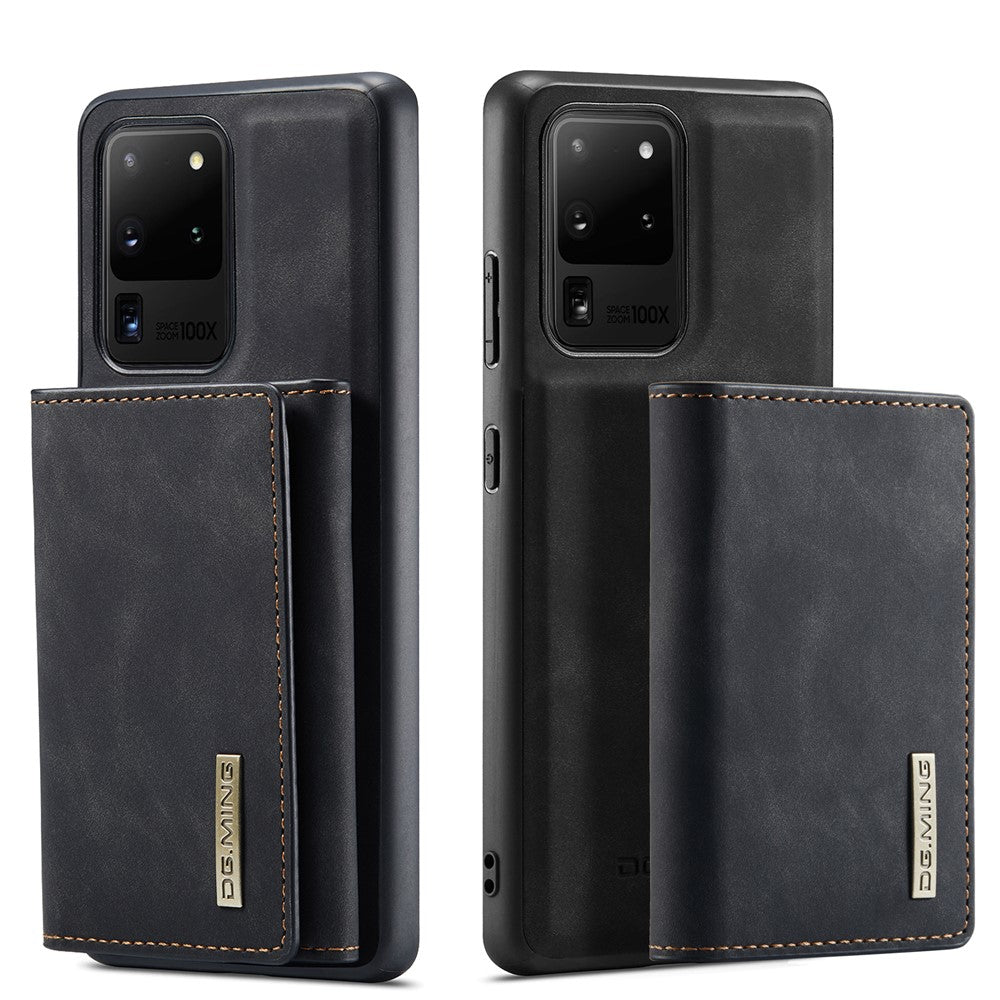 DG.MING M1 Series Phone Case PU + TPU + PC Back Cover with Magnetic Tri-Fold Wallet Kickstand for Samsung Galaxy S20 Ultra