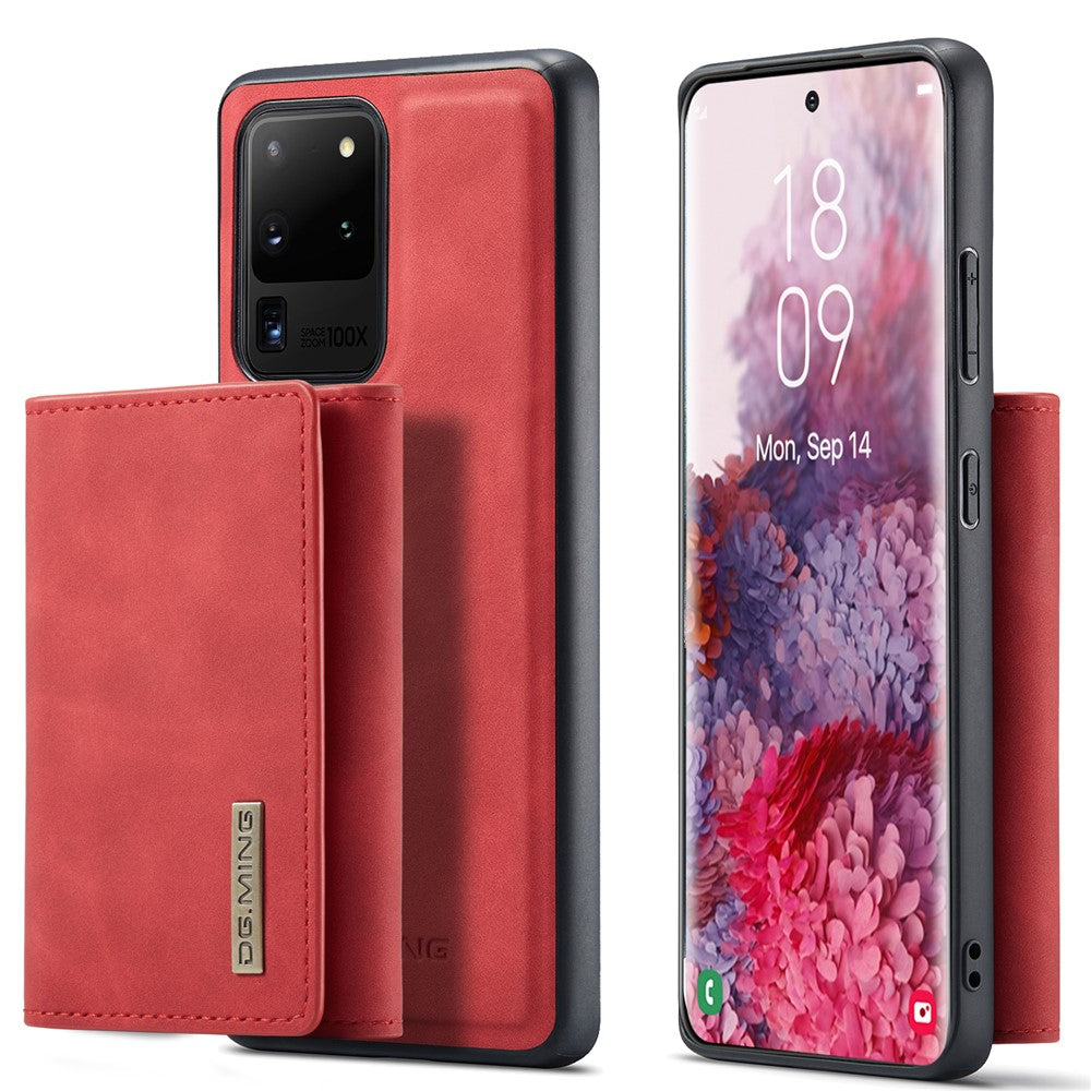 DG.MING M1 Series Phone Case PU + TPU + PC Back Cover with Magnetic Tri-Fold Wallet Kickstand for Samsung Galaxy S20 Ultra