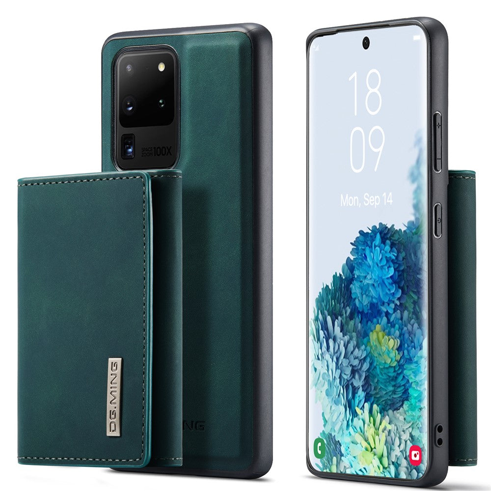 DG.MING M1 Series Phone Case PU + TPU + PC Back Cover with Magnetic Tri-Fold Wallet Kickstand for Samsung Galaxy S20 Ultra