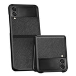 Plastik + Læder Telefoncover Skal Sammenklappeligt Telefonbagcover til Galaxy Z Flip3 5G