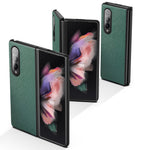 Cross Texture Leather Coated Hard PC Phone Case Shell for Samsung Galaxy Z Fold3 5G