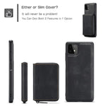 JEEHOOD magnetisk, aftageligt 2-i-1-hybridcover med fuld beskyttelse og lynlås i tegnebogsetui til Samsung Galaxy A22 5G (EU-version)