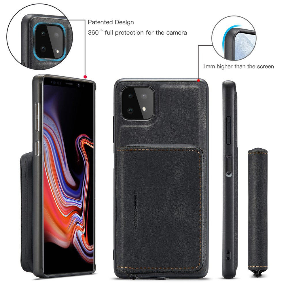 JEEHOOD magnetisk, aftageligt 2-i-1-hybridcover med fuld beskyttelse og lynlås i tegnebogsetui til Samsung Galaxy A22 5G (EU-version)
