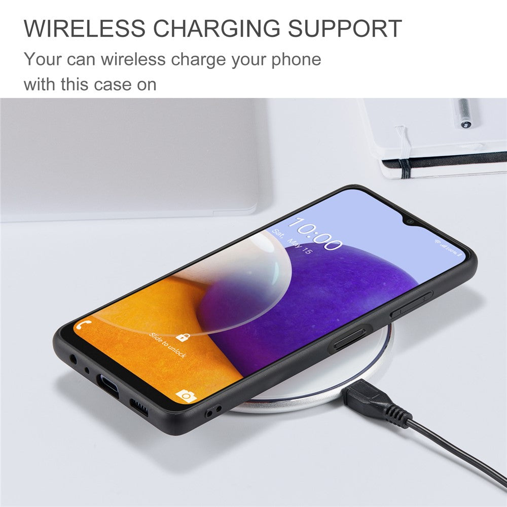 JEEHOOD magnetisk, aftageligt 2-i-1-hybridcover med fuld beskyttelse og lynlås i tegnebogsetui til Samsung Galaxy A22 5G (EU-version)