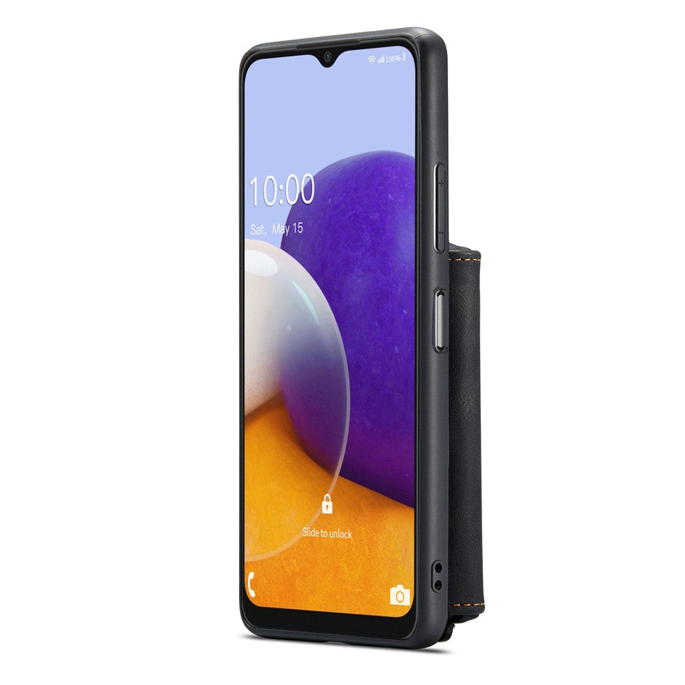 JEEHOOD magnetisk, aftageligt 2-i-1-hybridcover med fuld beskyttelse og lynlås i tegnebogsetui til Samsung Galaxy A22 5G (EU-version)