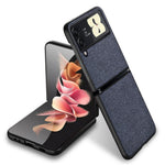 Slim Fit Sea Sand Texture PU Leather Coated Hard PC Shock Absorption Cover for Samsung Galaxy Z Flip3 5G