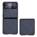 Slim Fit Sea Sand Texture PU Leather Coated Hard PC Shock Absorption Cover for Samsung Galaxy Z Flip3 5G