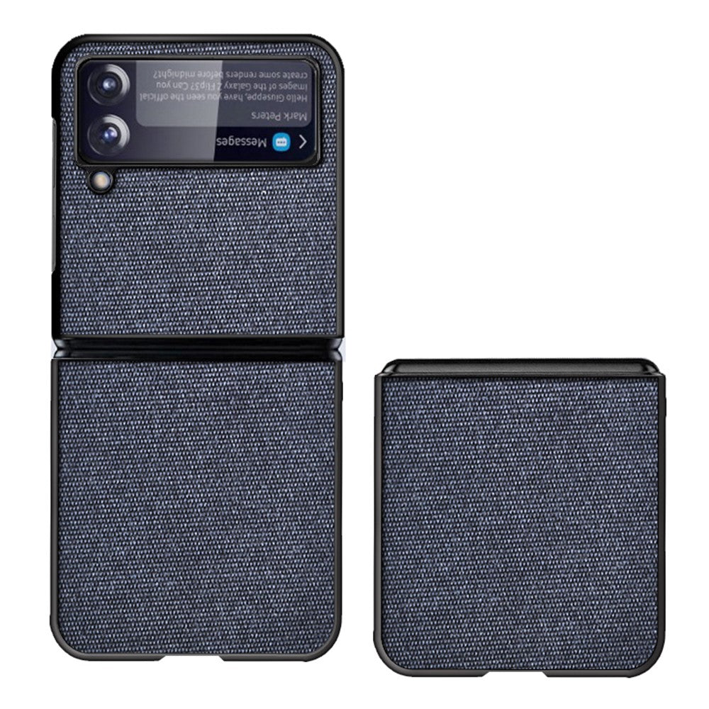 Slim Fit Sea Sand Texture PU Leather Coated Hard PC Shock Absorption Cover for Samsung Galaxy Z Flip3 5G