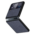 Slim Fit Sea Sand Texture PU Leather Coated Hard PC Shock Absorption Cover for Samsung Galaxy Z Flip3 5G