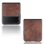 Slim Litchi Texture PU Leather Coated Hard PC Protective Phone Back Cover for Samsung Galaxy Z Flip3 5G