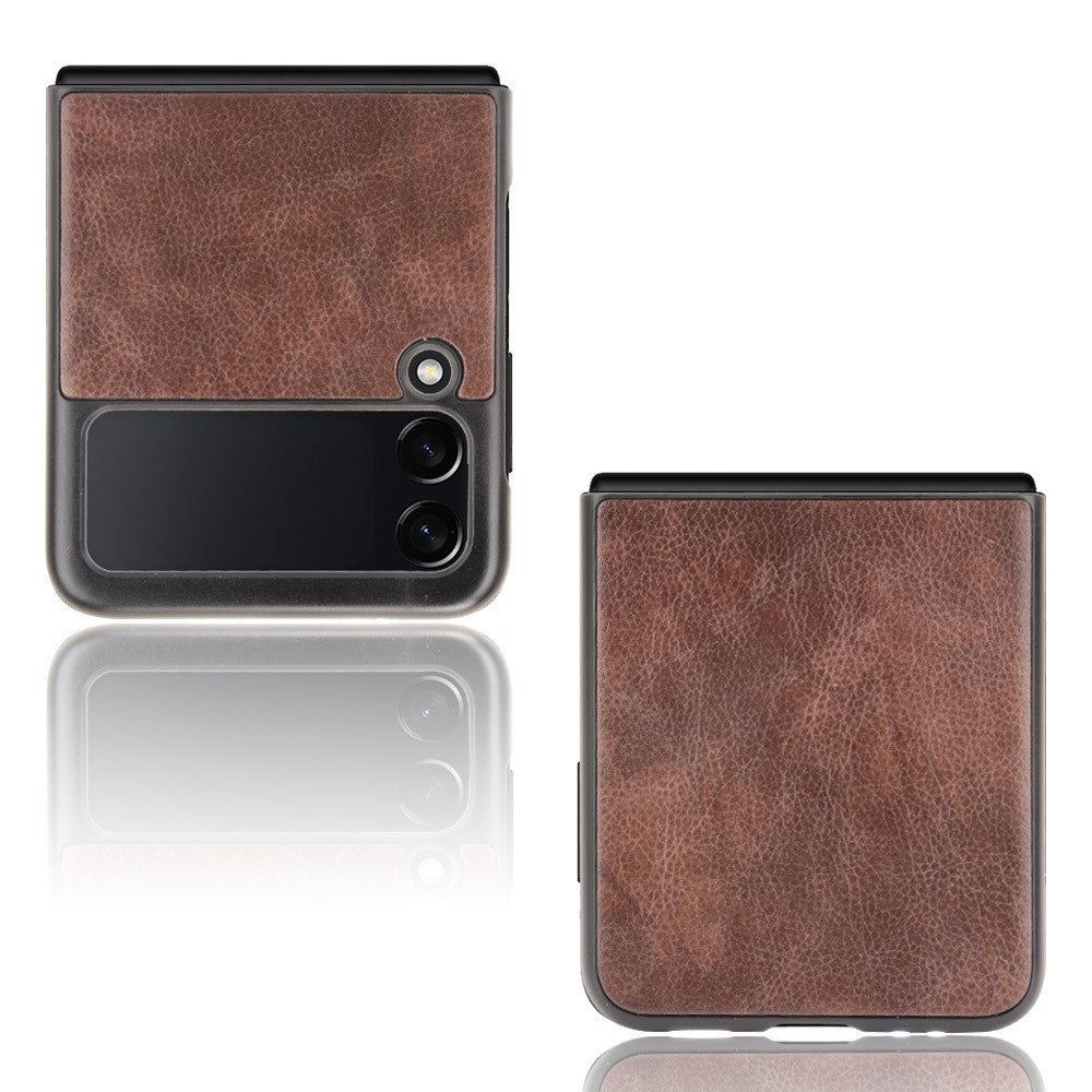 Slim Litchi Texture PU Leather Coated Hard PC Protective Phone Back Cover for Samsung Galaxy Z Flip3 5G