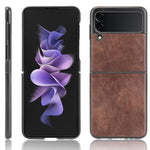 Slim Litchi Texture PU Leather Coated Hard PC Protective Phone Back Cover for Samsung Galaxy Z Flip3 5G