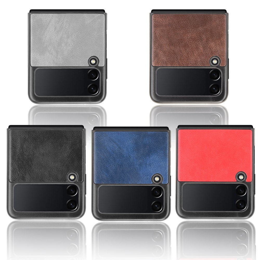 Slim Litchi Texture PU Leather Coated Hard PC Protective Phone Back Cover for Samsung Galaxy Z Flip3 5G