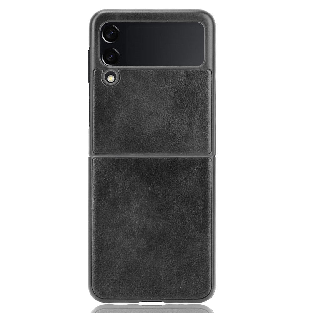 Slim Litchi Texture PU Leather Coated Hard PC Protective Phone Back Cover for Samsung Galaxy Z Flip3 5G