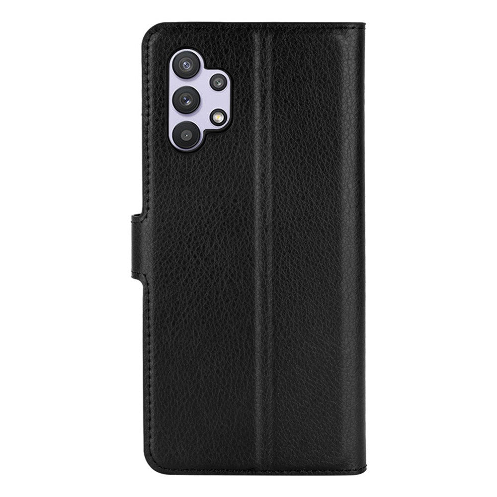 Folio Flip Anti-Scratch Litchi Skin Leather Mobile Phone Wallet Stand Cover Case for Samsung Galaxy A32 4G (EU Version)