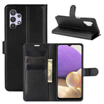 Folio Flip Anti-Scratch Litchi Skin Leather Mobile Phone Wallet Stand Cover Case for Samsung Galaxy A32 4G (EU Version)