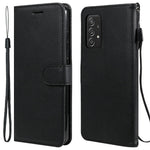 For Samsung Galaxy A52 4G / A52 5G / A52s 5G Case Solid Color Leather Mobile Cover Wallet Stand with Strap