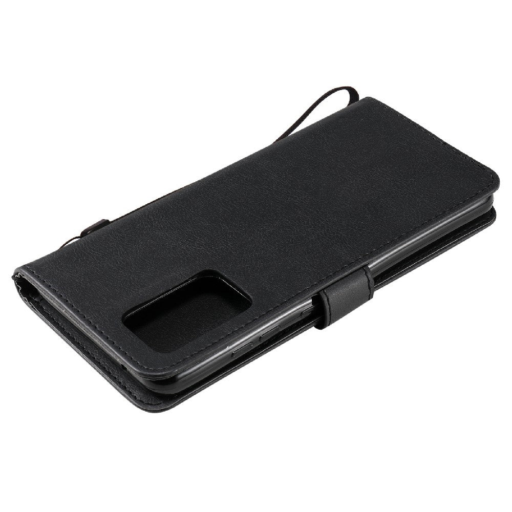 For Samsung Galaxy A52 4G / A52 5G / A52s 5G Case Solid Color Leather Mobile Cover Wallet Stand with Strap