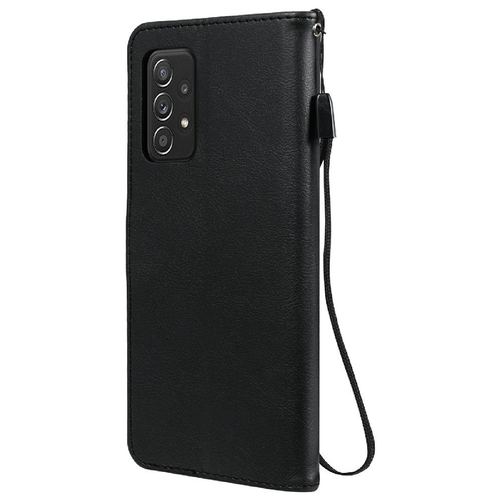 For Samsung Galaxy A52 4G / A52 5G / A52s 5G Case Solid Color Leather Mobile Cover Wallet Stand with Strap
