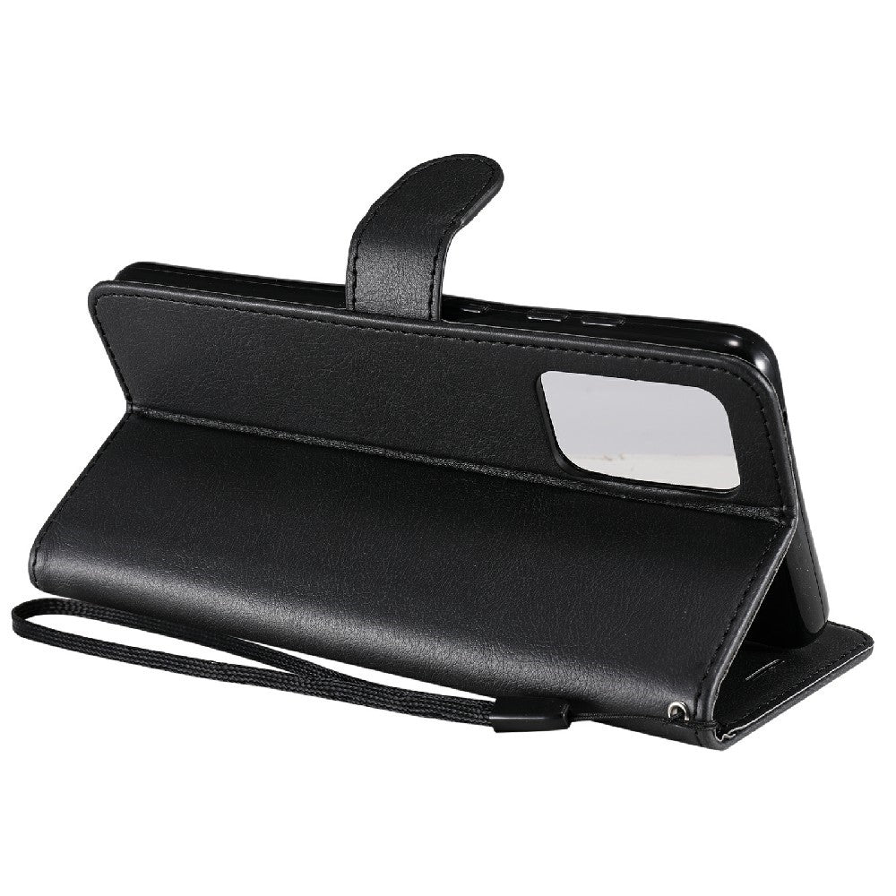 For Samsung Galaxy A52 4G / A52 5G / A52s 5G Case Solid Color Leather Mobile Cover Wallet Stand with Strap