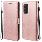 For Samsung Galaxy A52 4G / A52 5G / A52s 5G Case Solid Color Leather Mobile Cover Wallet Stand with Strap