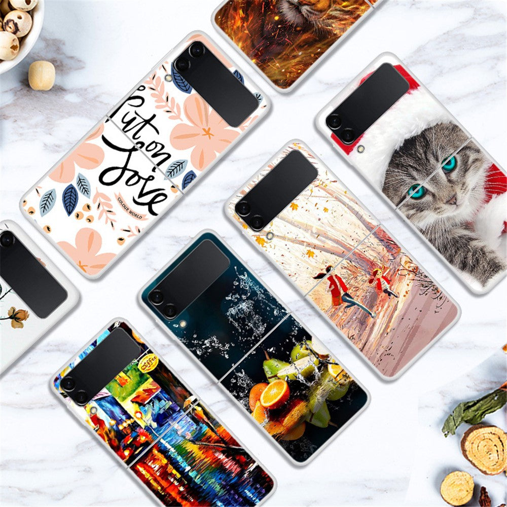 Pattern Printing Design Hard PC Slim Fit Shockproof Protective Phone Case for Samsung Galaxy Z Flip3 5G