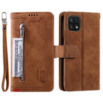 9 Card Slots PU Leather Cell Phone Stand Case Wallet Cover with Strap for Samsung Galaxy A22 5G (EU Version)
