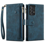 All-round Protection Magnetic Clasp Zippered Wallet Strap Slots Case Phone Case with Stand for Samsung Galaxy A52 4G/A52 5G/A52s 5G