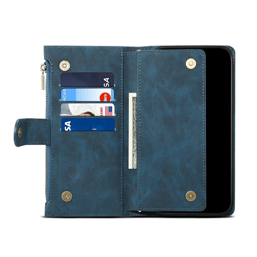 All-round Protection Magnetic Clasp Zippered Wallet Strap Slots Case Phone Case with Stand for Samsung Galaxy A52 4G/A52 5G/A52s 5G