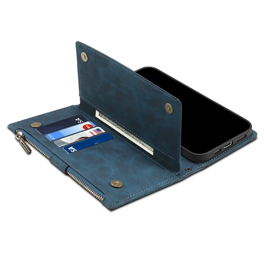 All-round Protection Magnetic Clasp Zippered Wallet Strap Slots Case Phone Case with Stand for Samsung Galaxy A52 4G/A52 5G/A52s 5G